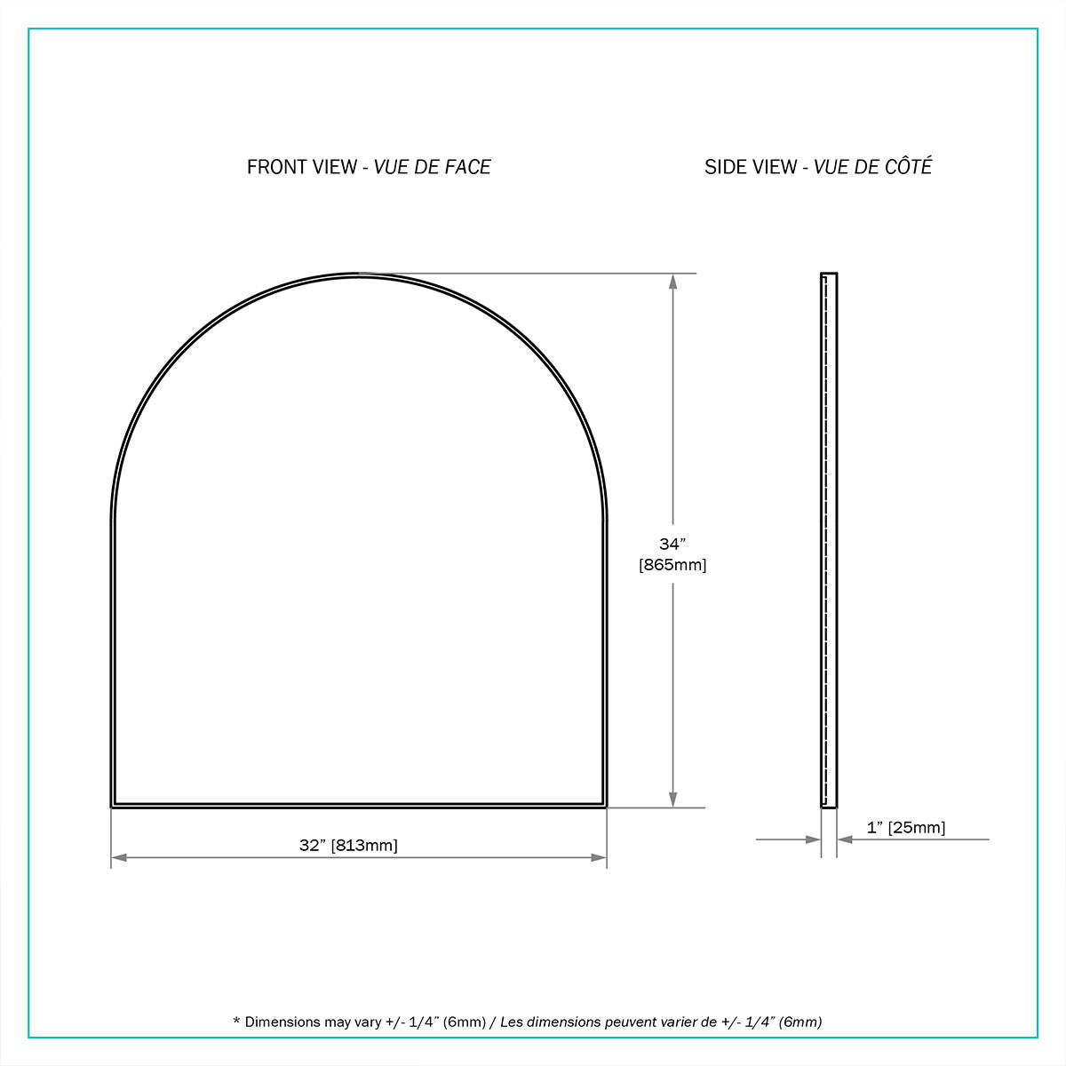 Stooni Black 34.05 Mirror|Miroir Stooni de 34,05 po noir