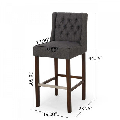 Ensemble de 2 tabourets de bar à hauteur de comptoir Bruce 30,5 avec pieds en métal et revêtement en tissu - Gris anthracite | Ensemble De 2 Tabourets De Bar Bruce De 30,5 Po – Hauteur Comptoir – Pattes En Metal Et Tissu Rembourre - Gris Charbon