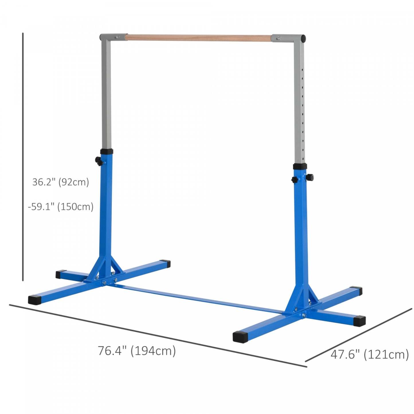 Barre de gymnastique professionnelle Soozier pour enfants, équipement de gymnastique à domicile pour tout-petits avec hauteur réglable sur 13 niveaux, fitness en salle de sport, bleu