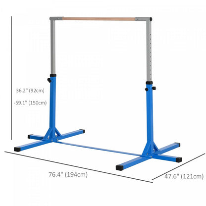 Barre de gymnastique professionnelle Soozier pour enfants, équipement de gymnastique à domicile pour tout-petits avec hauteur réglable sur 13 niveaux, fitness en salle de sport, bleu