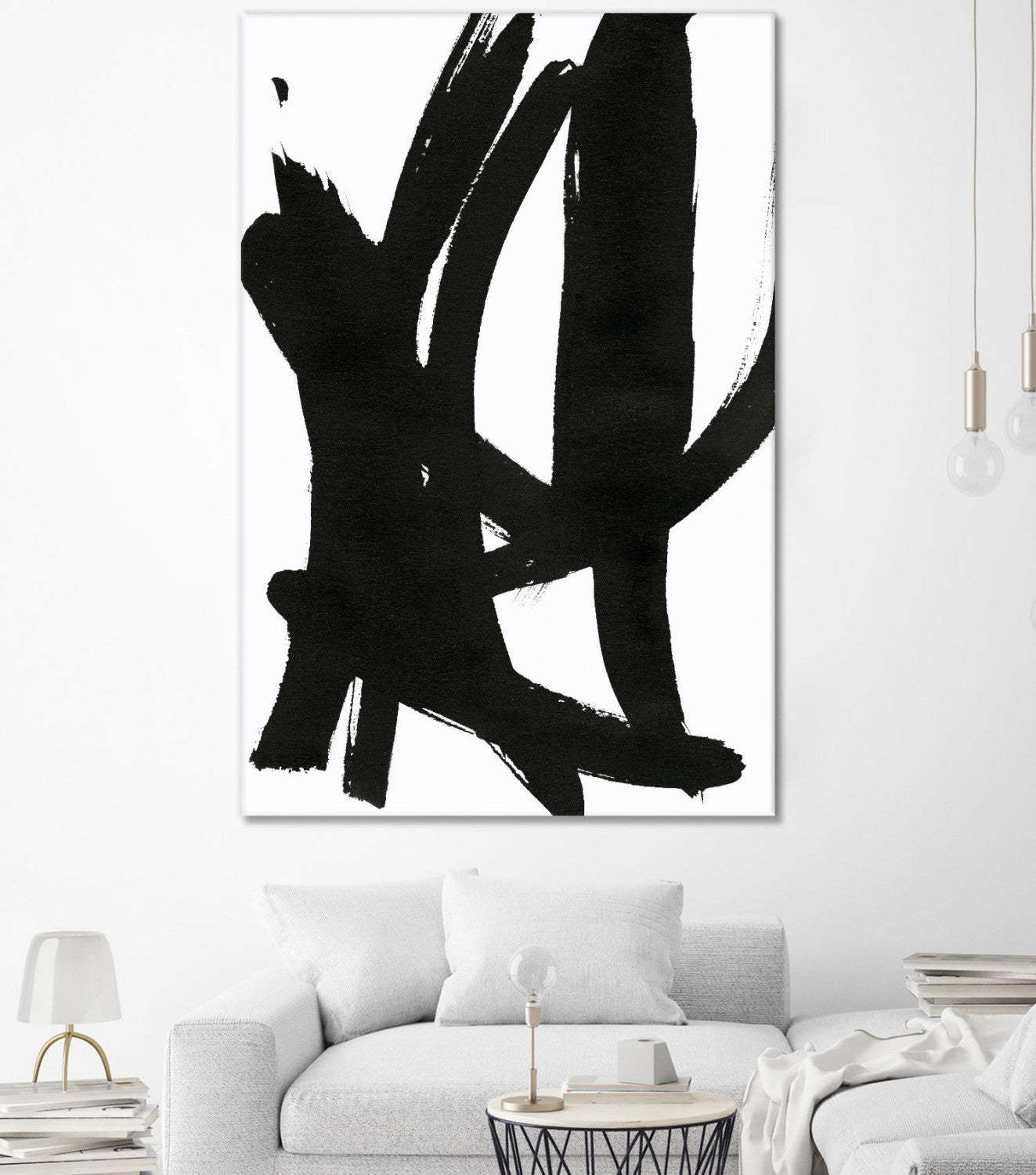 Œuvre d'art murale « Composition en noir et blanc 7 » 84 x 54 cm