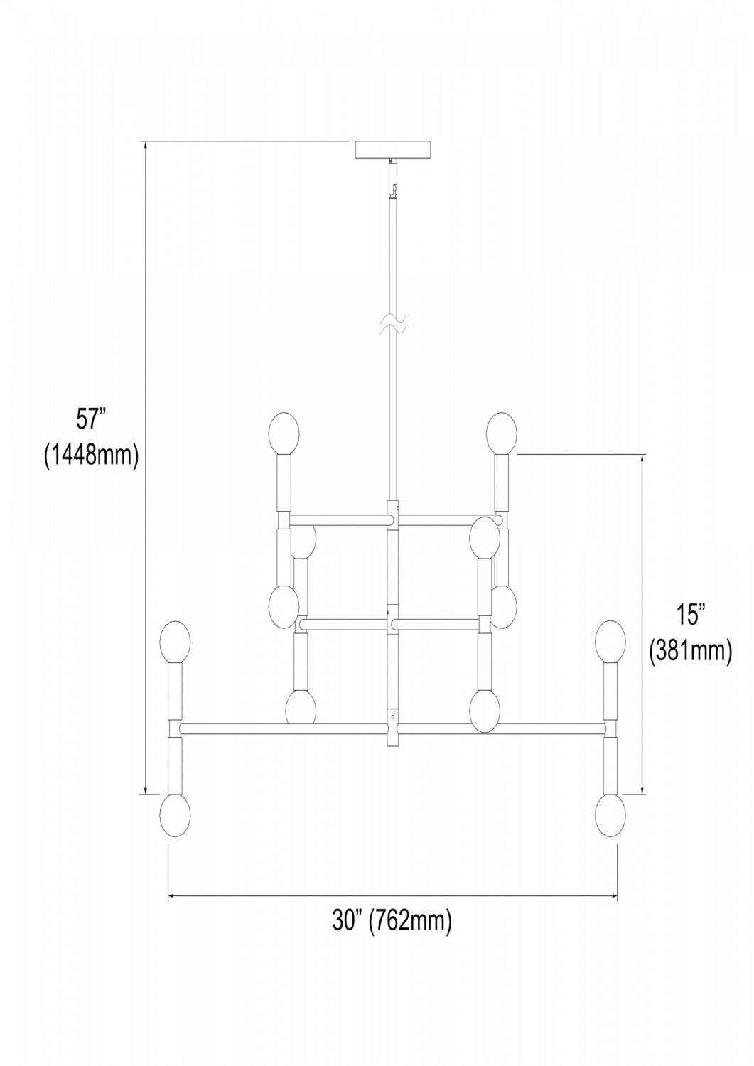 Dainolite Ava 12 Light Chandelier Medium Matte Black Lamp|Lustre moyen Ava de Dainolite avec fini noir mat et 12 ampoules