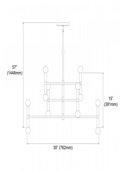 Dainolite Ava 12 Light Chandelier Medium Matte Black Lamp|Lustre moyen Ava de Dainolite avec fini noir mat et 12 ampoules