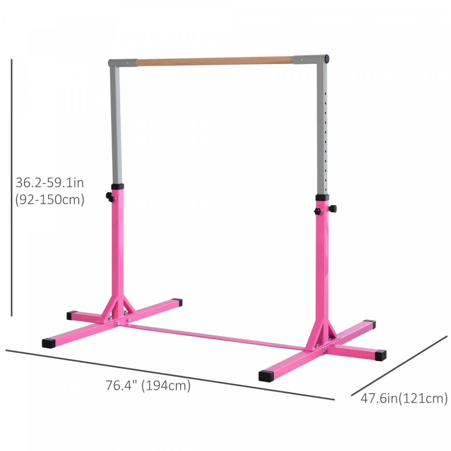 Soozier Barre de Gymnastique Professionnelle pour Enfants, Équipement de Gymnastique à Domicile pour Tout-Petits avec Réglage sur 13 Niveaux