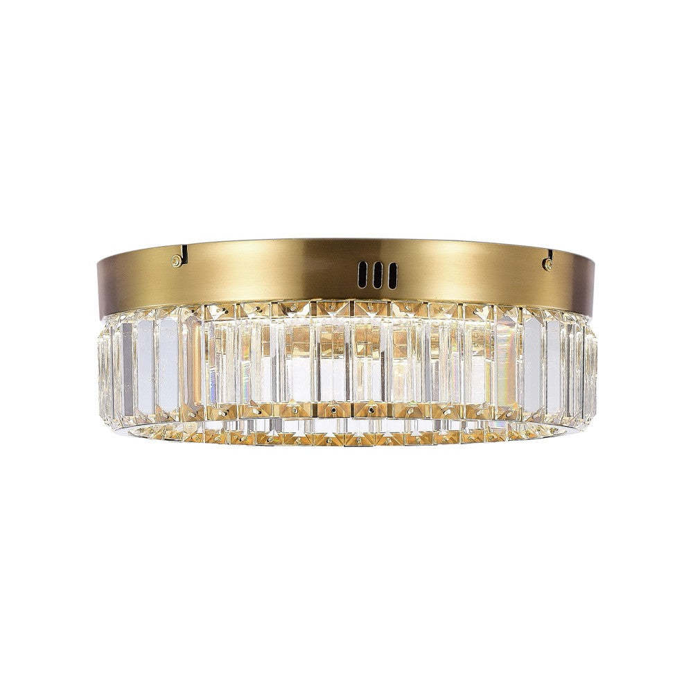 Stella One-Tier LED Brushed Brass Flush Mount|Plafonnier affleuré à 1 niveau Stella nickel satiné à DEL|D06H1XBI