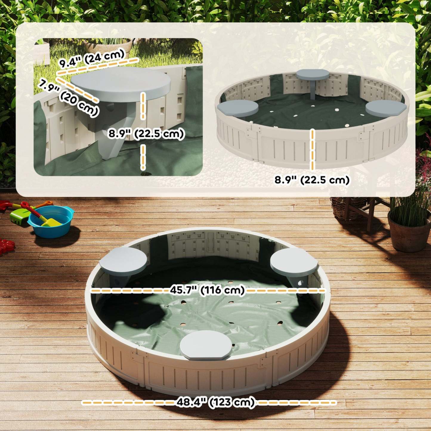 Outsunny Bac À Sable Pour Enfants Avec Couvercle, Bac À Sable Extérieur Avec Siège D'Angle, Assemblage Facile, Station De Sable À Jouer | Outsunny Bac A Sable Exterieur Pour Enfants Avec Couvercle A Voile Oxford Impermeable, Doublure En T