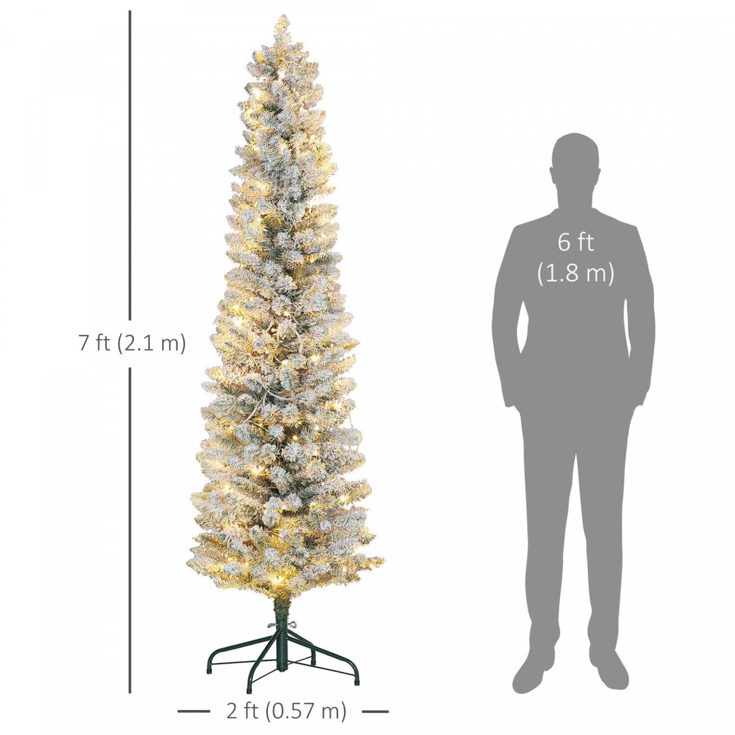 Homcom Arbre De Noël Artificiel Floconné De 7 Pieds Enneigé De 7 Pieds Avec Lumières|Homcom Arbre De Noël Artificiel Floconné Enneigé De 7 Pieds Avec Lumières