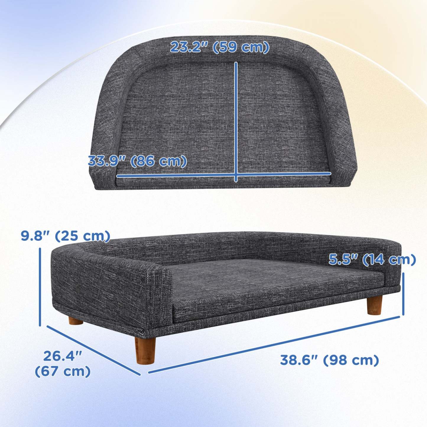 Pawhut Canapé-lit Pour Chien De Grande Taille, Canapé-lit Surélévé Pour Chat Avec Housse Amovible Et Lavable