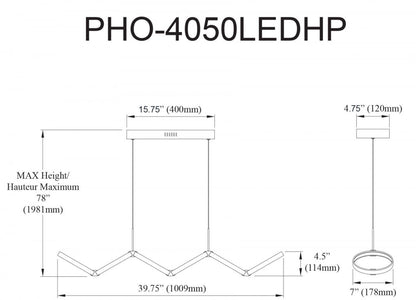 Dainolite Philo LED Horizontal Pendant 50w Noir Mat Blanc Silicone Diffuseur Lampe|Luminaire suspendu horizontal Philo de Dainolite en silicone blanc qui diffuse la lumière, avec fini noir mat et ampoule à DEL de 50 W
