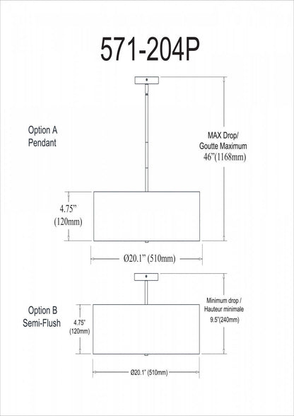 Dainolite Everly 4 Light Pendant Aged Brass Finish Black Shade Lamp|Luminaire suspendu Everly de Dainolite avec abat-jour noir, fini laiton vieilli et 4 ampoules
