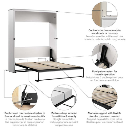 Bestar Key West 69 W Queen Murphy Bed - Blanc chêne solide|Grand lit escamotable Key West de Bestar de 69 po (L) - blanc chêne solide