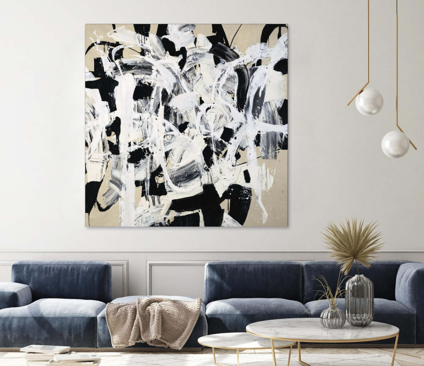 Œuvre d'art murale géante « Talking Out Of Both Sides » 72 x 72