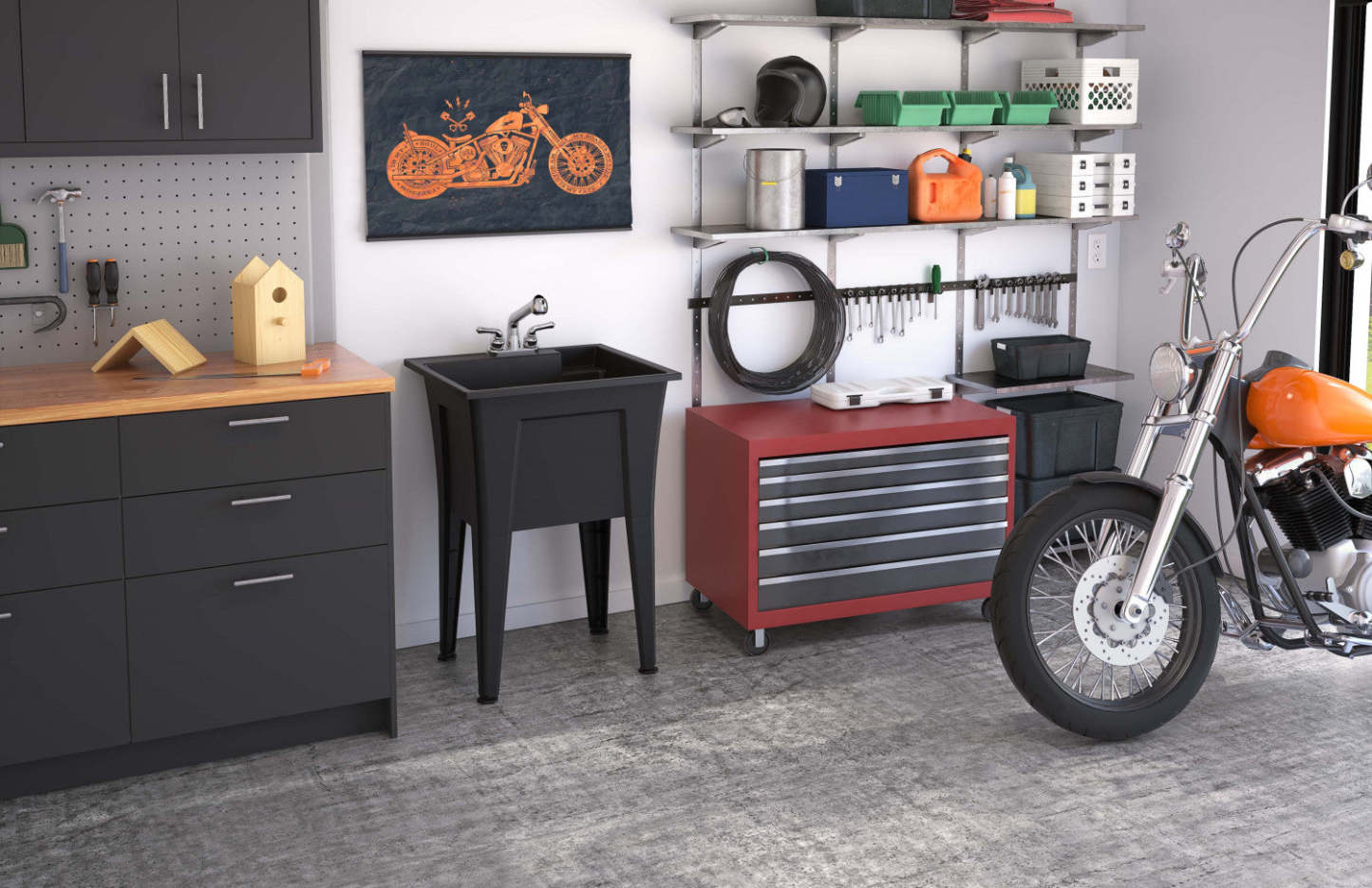 Palary Laundry Tub Accent Cabinet - Black|Armoire d'appoint Palary avec cuve pour la buanderie - noire