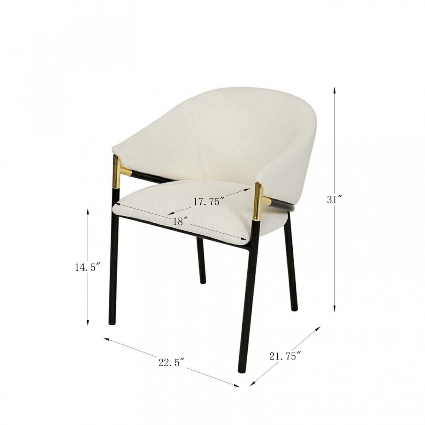 Pater Modern Dining Chairs With Upholstered Fabric Seating And Metal Legs,white | Pater Chaises De Salle A Manger Modernes Avec Assise Tapisee En Tissu Et Pieds En Metal, Blanc