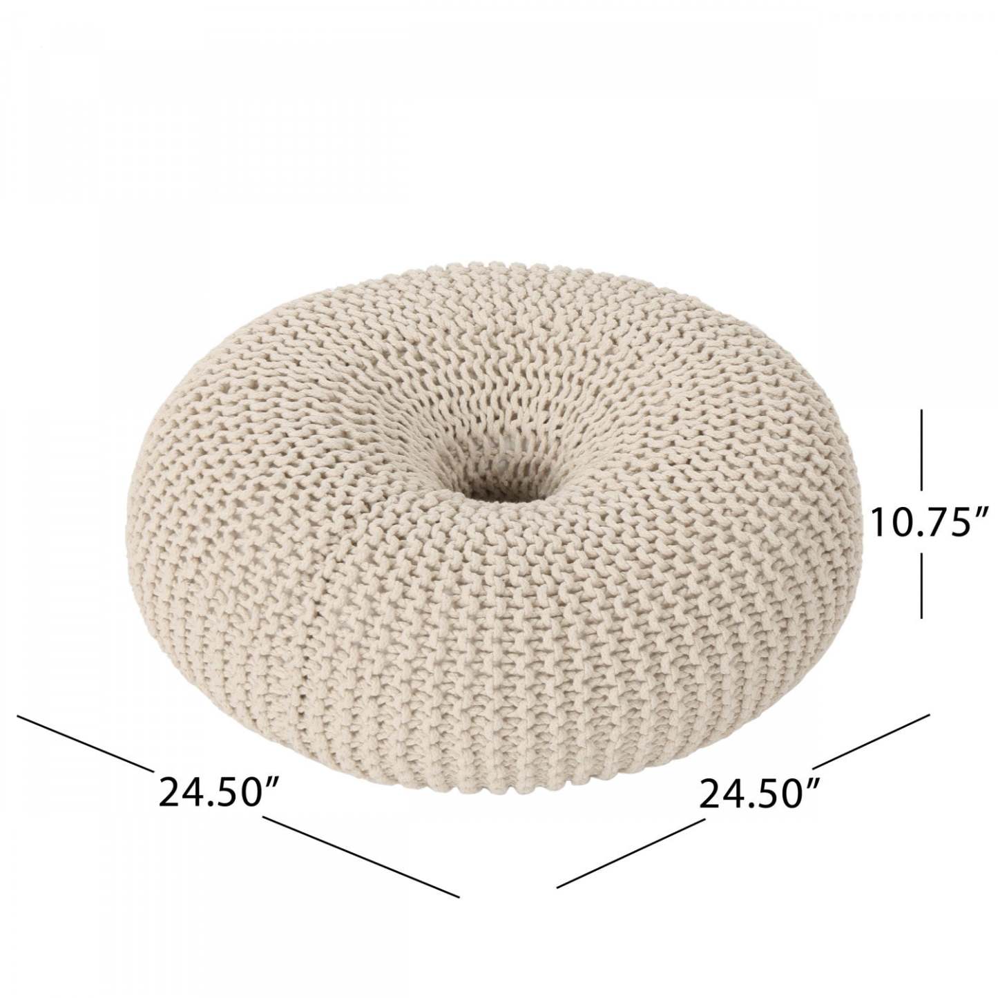 Pouf rembourré Murphy, 100 % coton - Beige | Pouf Rembourré Murphy, 100 % Coton - Beige
