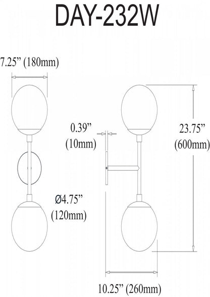 Dainolite Dayana 2 Light Wall Sconce Poli Chrome White Glass Lamp|Applique murale Dayana de Dainolite en verre blanc, avec fini chromé poli et 2 ampoules