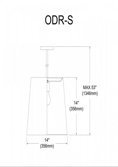 Dainolite Oversize Drum 1 Light Pendant conique Drum Small White/Gold Shade Lamp|Petit luminaire suspendu de Dainolite avec très grand abat-jour cylindrique effilé blanc et doré, et 1 ampoule