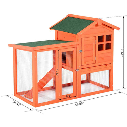 Pawhut 48" X 24 X 36 Deluxe Waterproof Rabbit Clapier En Bois Pour Lapin Cage Pour Petits Animaux Avec Ladd|Pawhut 121,9 X 61 X 91,4 Cm Clapier De Luxe représenté En Bois Pour Lapin Cage Pour Petits Animaux Avec