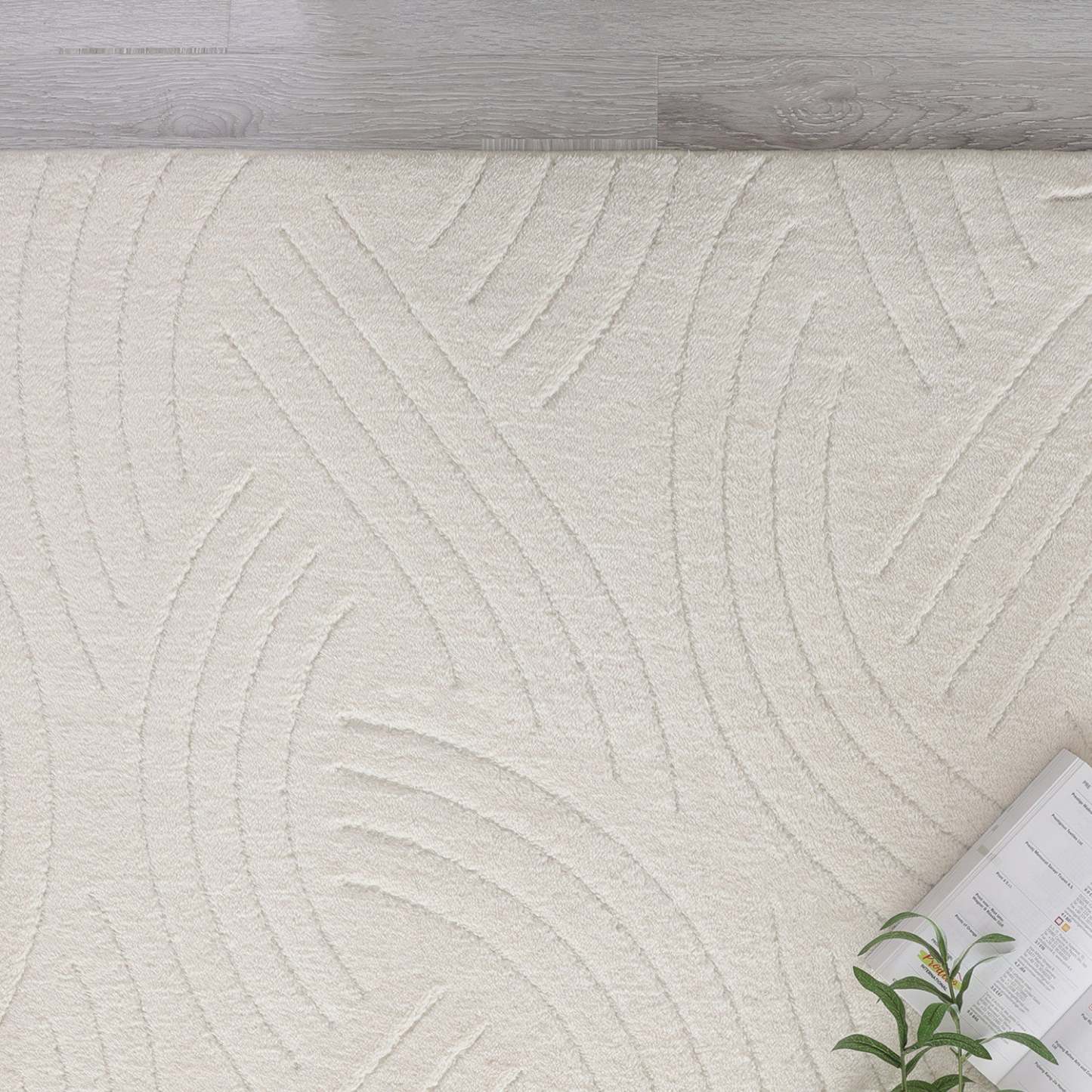 Velvet Crescent Cream Washable Shag Area Rug 5'x7' Indoor Area Rug | Tapis A Poils Longs Lavable En Velours Crème Crescent 5'x7'