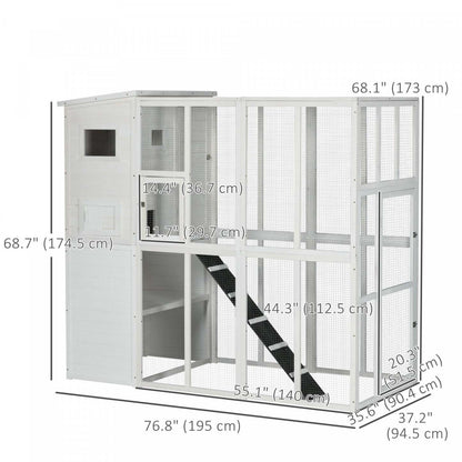 Pawhut Grande Catio Enclos Extérieur Pour Chats Maison Pour Chats prévisionnel Avec Condo Pour Chats, Chat En Bois Intérieur