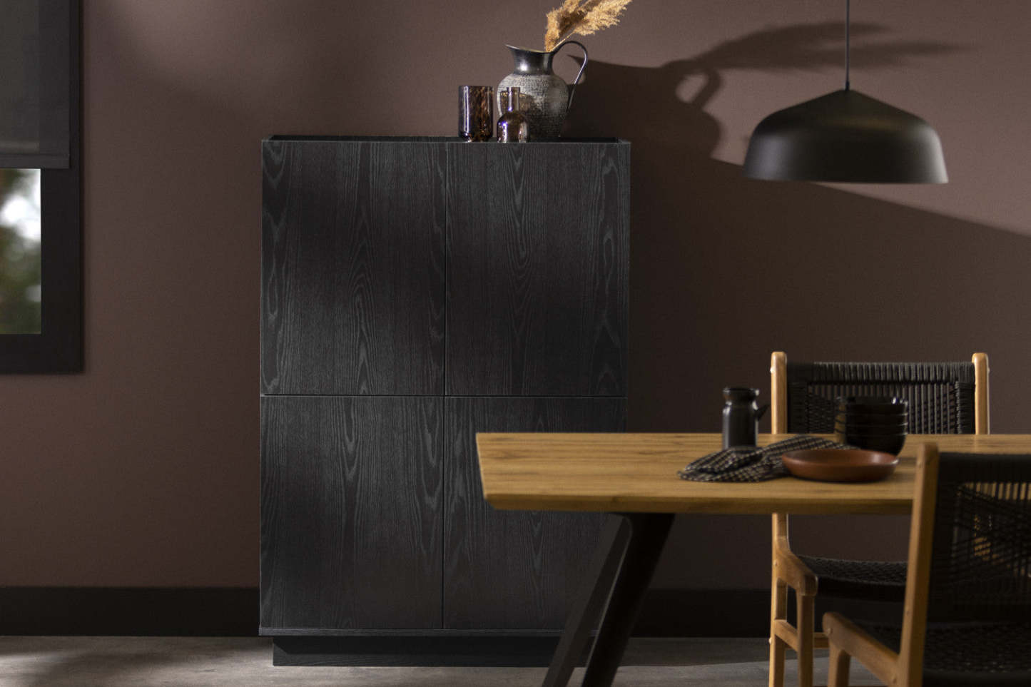 Armoire d'appoint pour buffet haut Arum - Chêne noir | Buffet d'appoint haut Arum - chêne noir