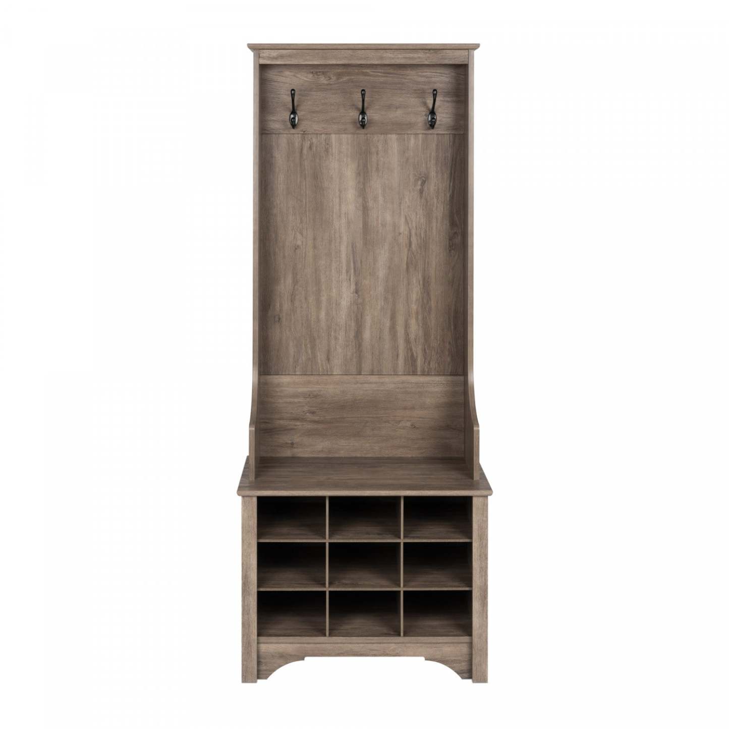 Arbre d'entrée étroit avec neuf compartiments à chaussures - Drifted Grey|Portemanteau étroit avec 9 compartiments à chaussures - gris délavé