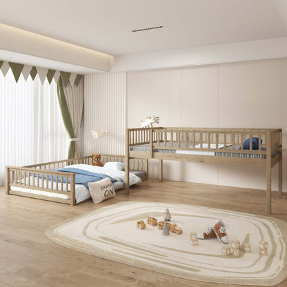 Sabrina – Lit Superposé Convertible En Bois Massif, Format Full Xl Sur Queen Avec Échelle - Noyer