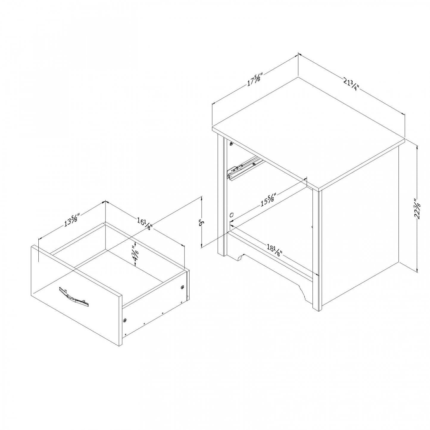 Table de nuit Fusion à 1 tiroir - Blanc pur | Fusion Table de Chevet 1 Tiroir - Blanc solide | D83GTPEG