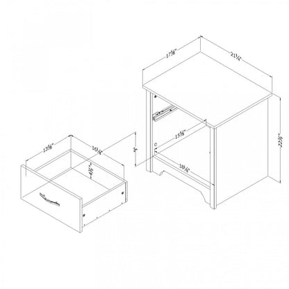 Table de nuit Fusion à 1 tiroir - Blanc pur | Fusion Table de Chevet 1 Tiroir - Blanc solide | D83GTPEG
