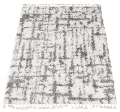 Helma Urban Cream, Light Grey Shag 5'3 X 7'3 Area Rug|Carpette à poil long Helma Urban crème gris clair 5 pi 3 po x 7 pi 3 po|D86FH971