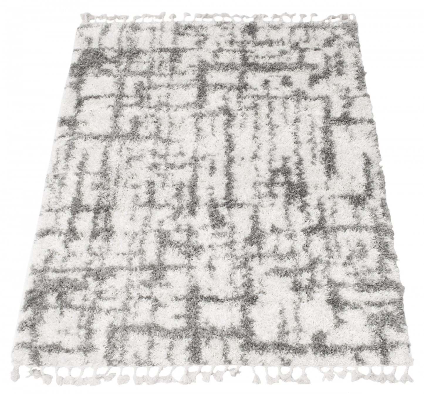 Helma Urban Cream, Light Grey Shag 6'7 X 9'6 Area Rug|Carpette à poil long Helma Urban gris claircrème 6 pi 7 po x 9 pi 6 po|D86FRCEP