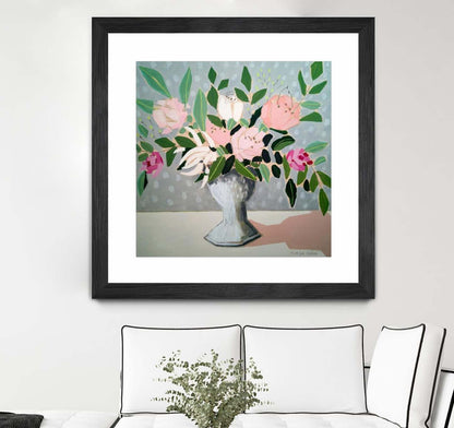 Spring Florals 1 Matted and Framed Black 30x30 Wall Art|Œuvre d'art murale encadrée noire et mate « Spring Florals 1 » 30 x 30