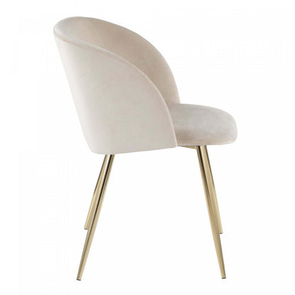 LumiSource Fran Cream Velvet Contemporary Dining Chair - Set of 2|Chaise de salle à manger contemporaine Fran en velours crème - ensemble de 2