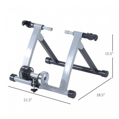 Soozier Support D'entrainement Intérieur Pliable, Support de Vélo Stationnaire pour Exercice, 26-28 &amp; 700c Wh|Soozier Support D'entrainement Magnétique pour Vélo d'Intérieur Pliable en Acier (argent)