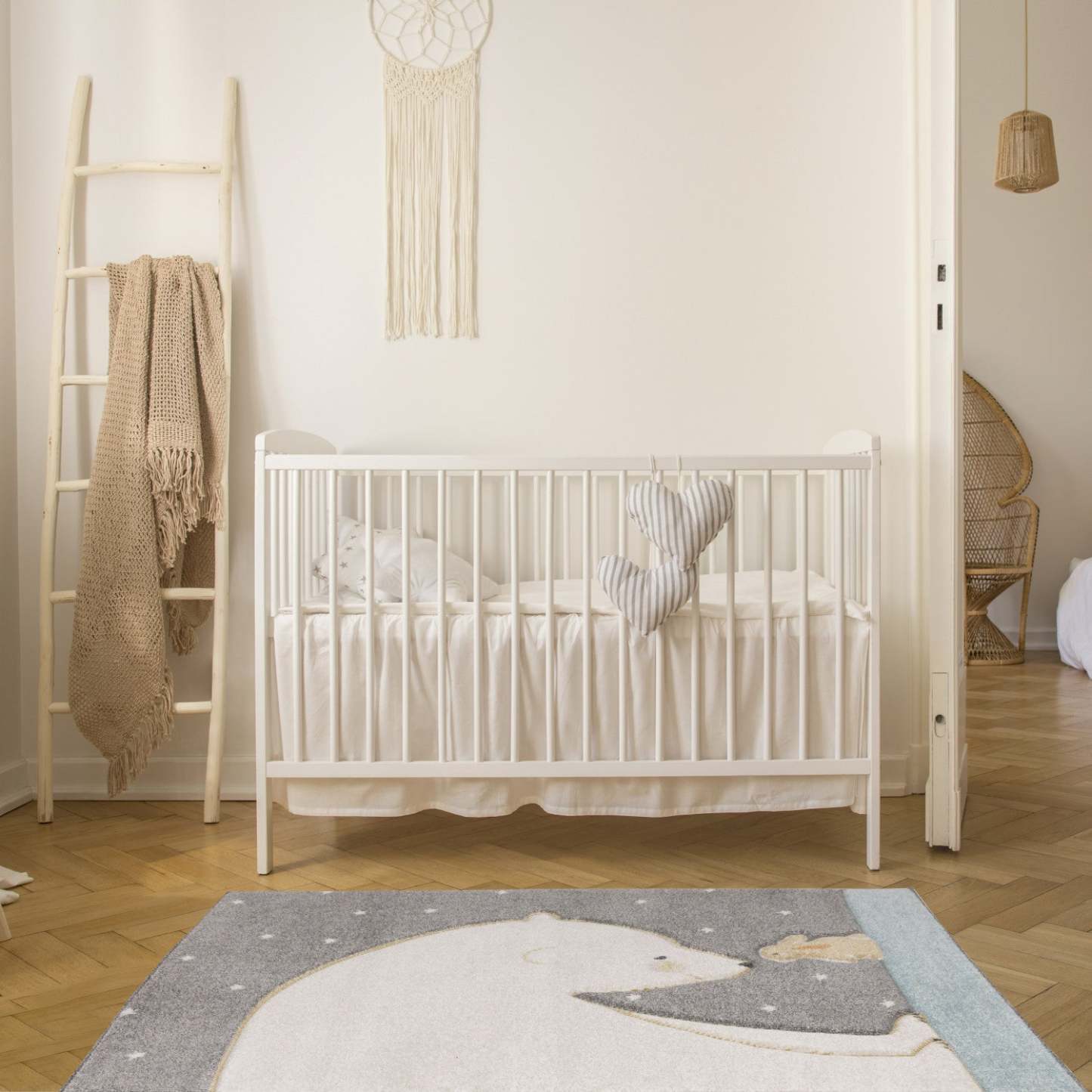 Kids Polar Bear Rabbit Area Rug - 5'3 x 7'7|Carpette à motif d'ours polaire avec lapin pour enfants - 5 pi 3 po x 7 pi 7 po