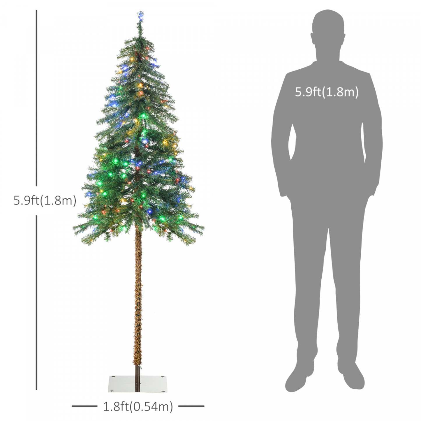 Homcom 6' Slim Pencil Artificial Snow Christmas Tree With Led Lights|Homcom 6' Sapin De Noël Artificiel Enneigé Avec Lumières Led
