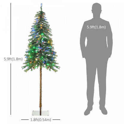 Homcom 6' Slim Pencil Artificial Snow Christmas Tree With Led Lights|Homcom 6' Sapin De Noël Artificiel Enneigé Avec Lumières Led