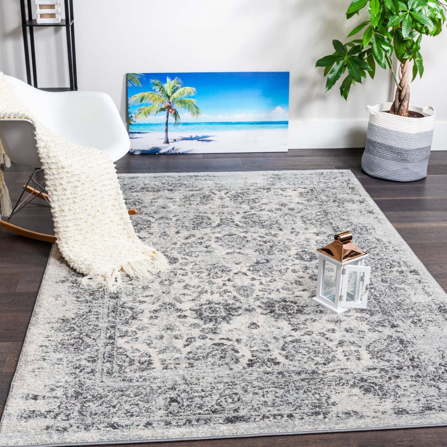 Tapis Roma Fantasia gris 4x6 | Tapis Roma Fantasia grise 4 x 6 | D80G2CY8