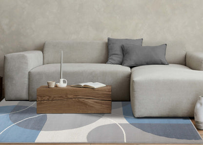 Forte Blue Grey White Half-Circles Geometric Area Rug - 5'3 x 7'5|Tapis géométrique en demi-cercles bleu, gris et blanc Forte - 5 pi 3 po x 7 pi 5 po