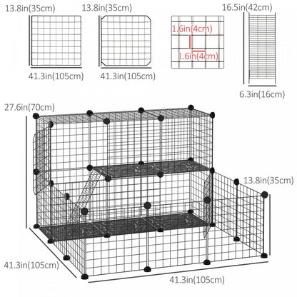 Pawhut Petite Cage Pour Animaux Cage Pour Lapin Avec Porte, Parc Pour Cochon D'inde, Clôture Pour Petit Animal Pour Lapin, Ch|Pawhut Enclos Modulable Clôture Pour Petits Animaux Cage Pour Lapin Cochon D'inde Diy Avec 2 Portes