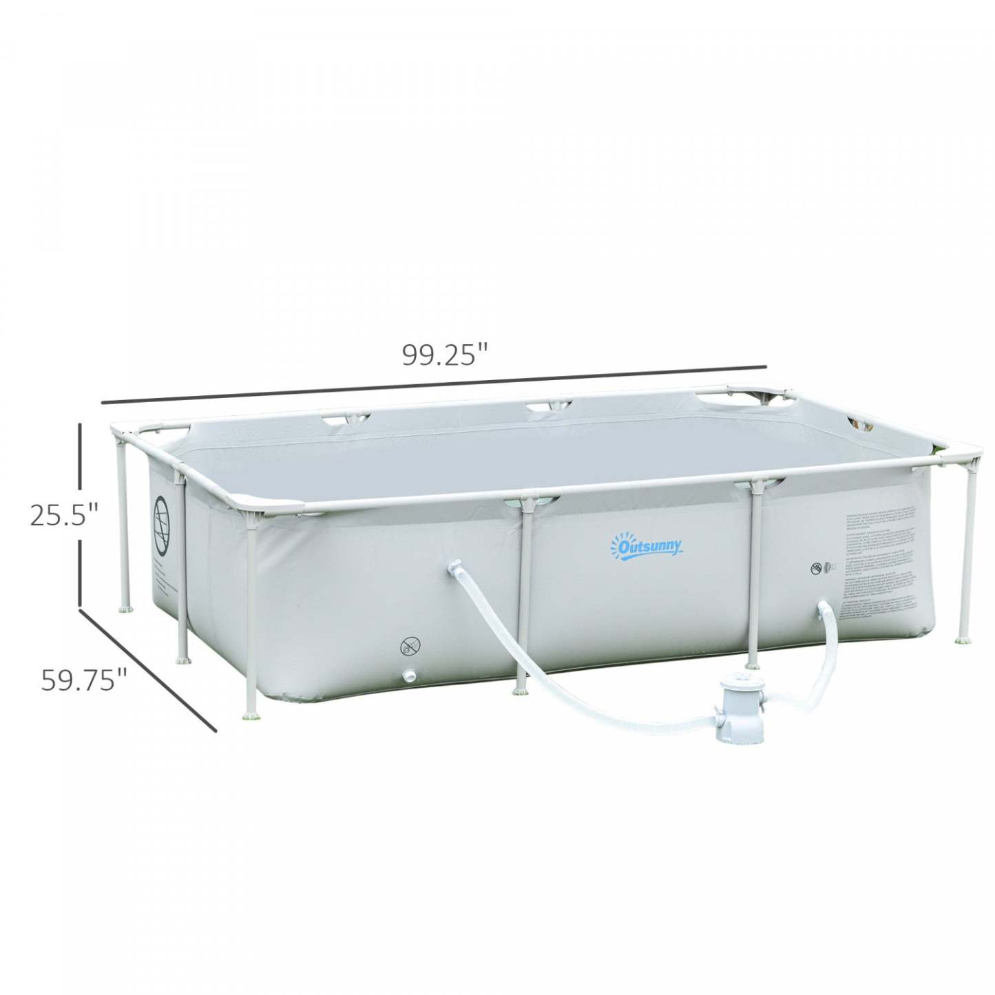 Outsunny 8,3' X 5' X 26 Cadre de piscine hors sol, gris
