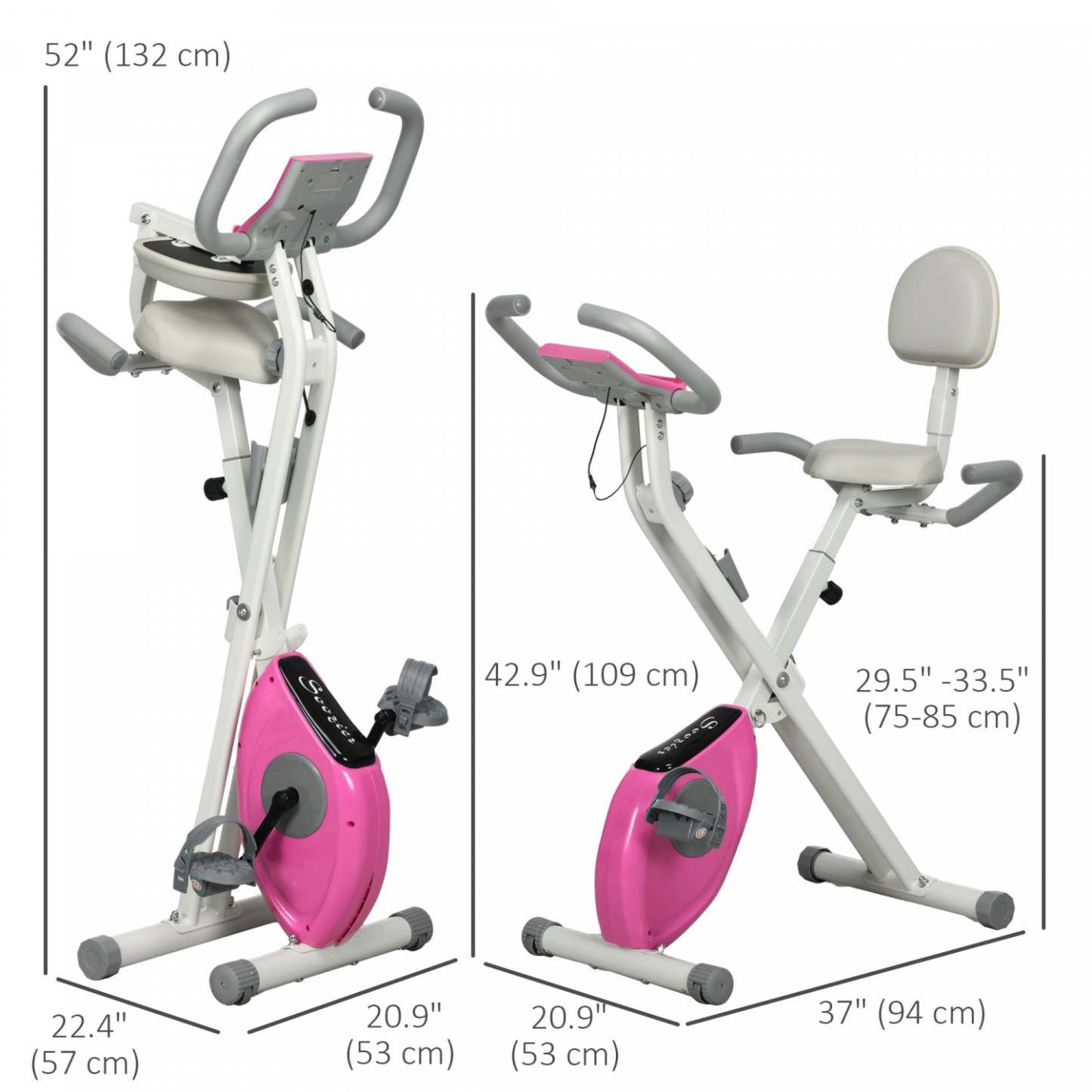 Soozier Velo D'exercice Pliable W/8 Résistance De Niveau, Rose