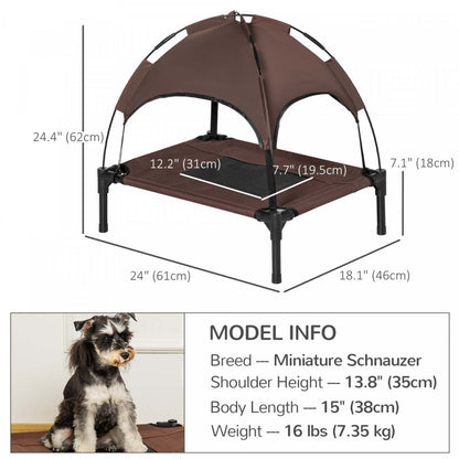Pawhut Lit Élevé Pour Chien Avec Auvent, Lit Pour Chien Surélevé Portable Pour Chiens De Taille S, Intérieur &amp; Extérieur, 25|Pawhut Lit Surelevé Portable Pour Chien Avec Auvent De Protection Uv, 24