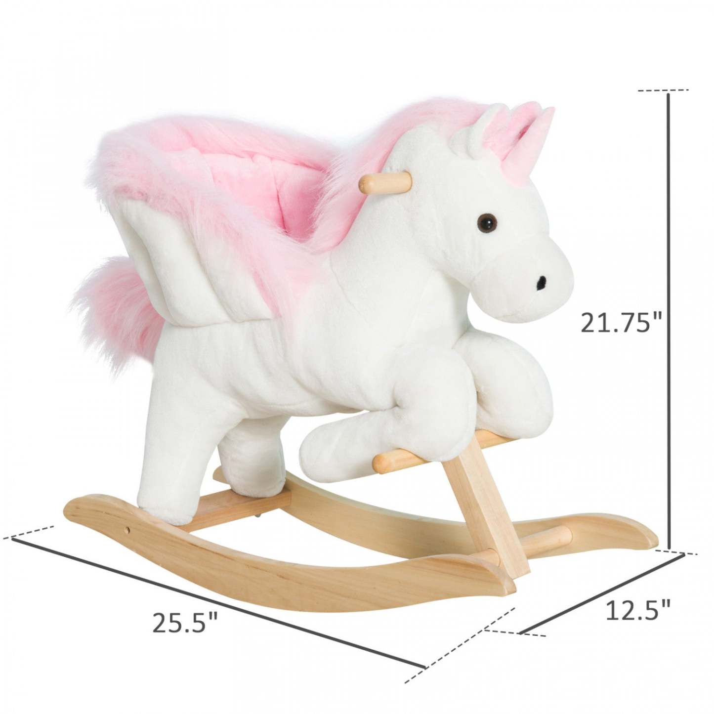 Qaba Kids Rocking Horse, Rocking Chair Nursery Plush Unicorn, Child Soft And Warm Ride On Toy With S|Qaba Cheval À Bascule Peluche Licorne Enfant Cheval À Bascule Doux Et Chaud Avec Chante Chanson Rose