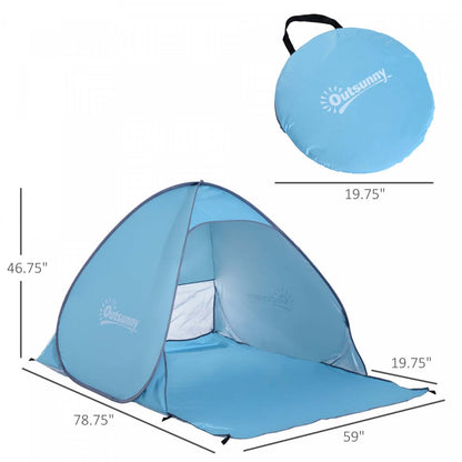 Outsunny Pop Up Beach Tent Abri solaire portable Protection Uv Patio extérieur avec étui de transport et piquets | Abri De Plage Tente De Plage Pliable Pop-up Automatique Instantanée Protection Uv Fenêtre Arrière Gra