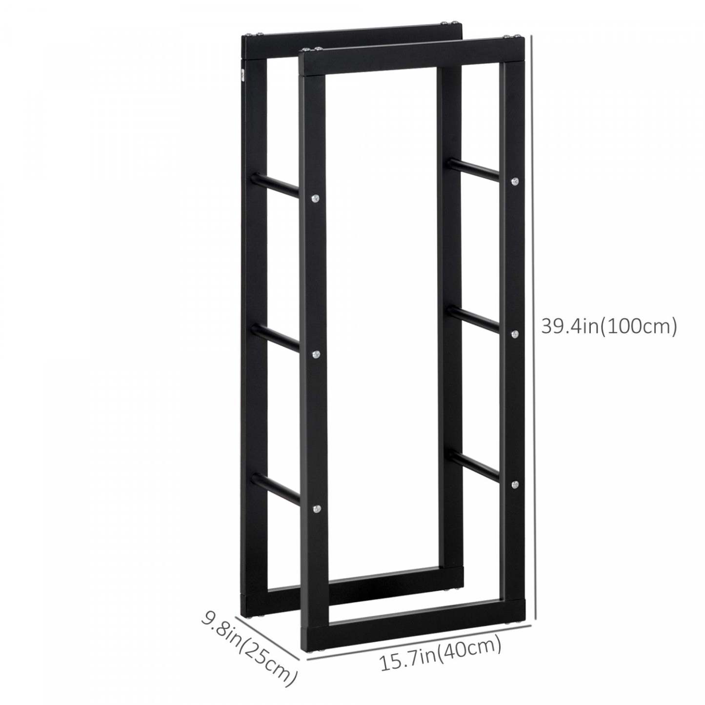 Homcom Support à bois de chauffage Porte-bûches Support de rangement pour cheminée avec poignées et 220 lb. Weight Capacité, 15|Homcom Support A Bois De Chauffage Avec Poignees Et Capacité De Poids De 220 Lbs, Noir