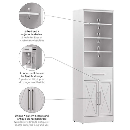 Bestar Key West 25 W Closet Organizer with Drawer &amp; Doors - Pure White Oak|Organisateur de garde-robe Key West de Bestar de 25 po (L) avec tiroir et portes - chêne blanc pur