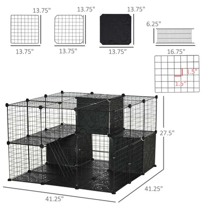 Pawhut Cage Pour Petits Animaux, Cage De Lapin Avec Porte, Parc Pour Cobaye, Clôture Pour Petit Animal Pour Lapin, Ch|Pawhut Cage Pour Petits Animaux, 56 Panneaux Cage De Lapin Pour Chiots Avec Tapis Antiderapants, Ram
