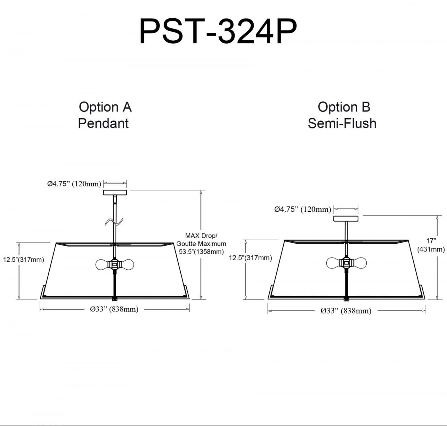 Dainolite Preston 4 Light Pendant 33 Dia Aged Brass White Fabric Shade Lamp|Luminaire suspendu Preston de Dainolite de 33 po de diamètre avec abat-jour en tissu blanc, fini laiton vieilli et 4 ampoules