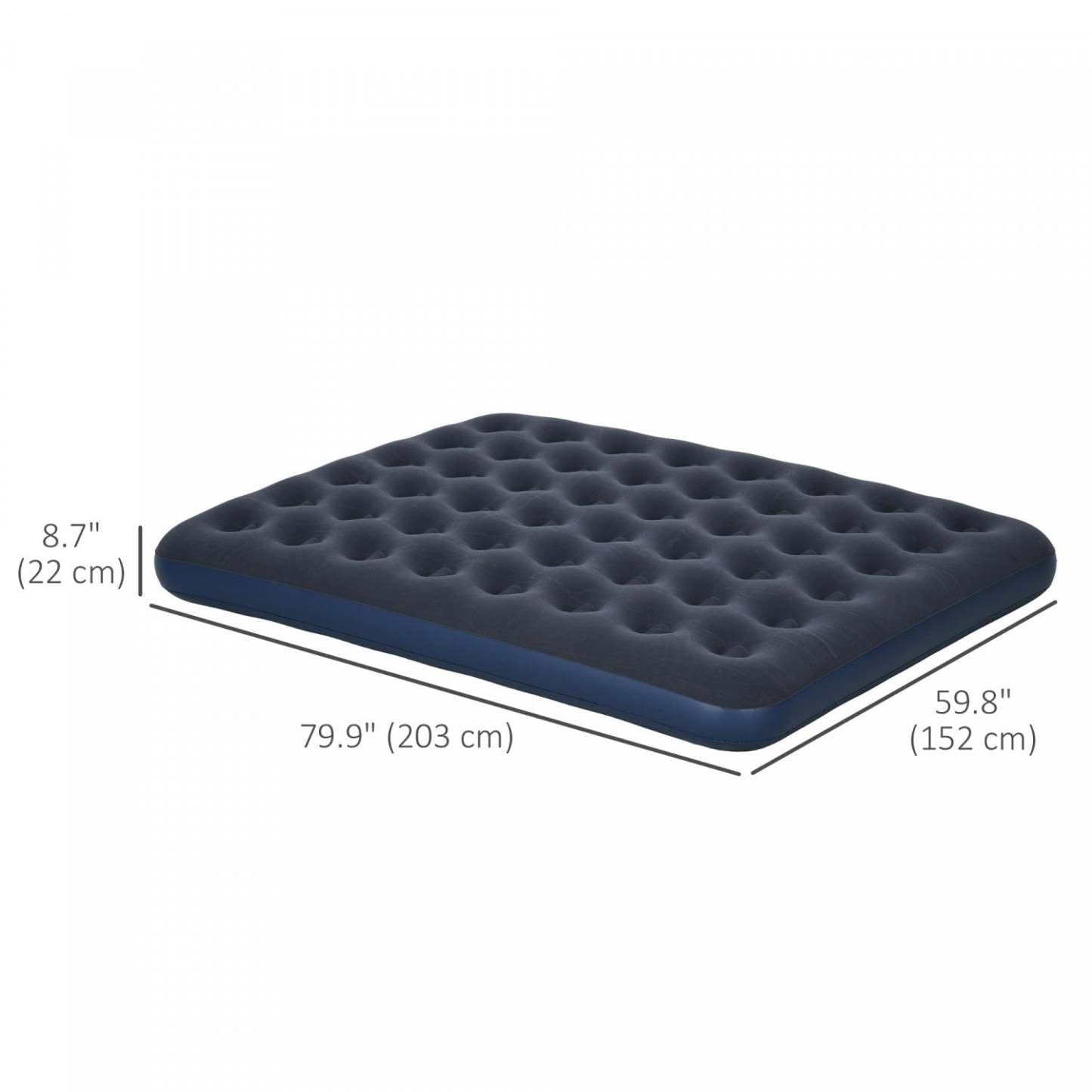 Matelas pneumatique Outsunny Queen, lit double gonflable, bleu foncé